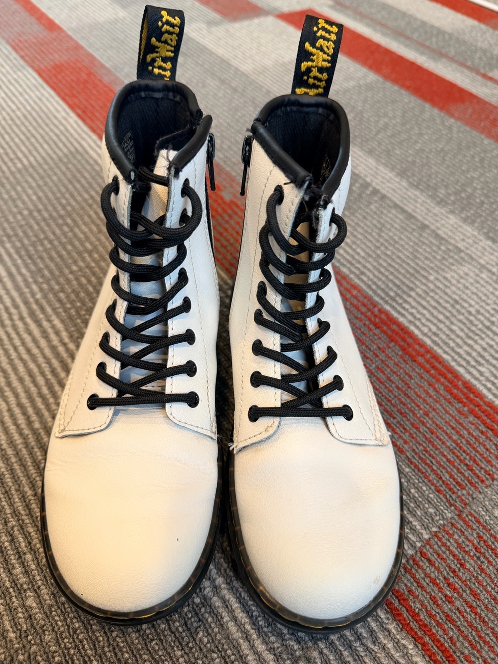Dr. Martens Airwair Soles Bouncing Black Rubber White Boots Size Youth 2